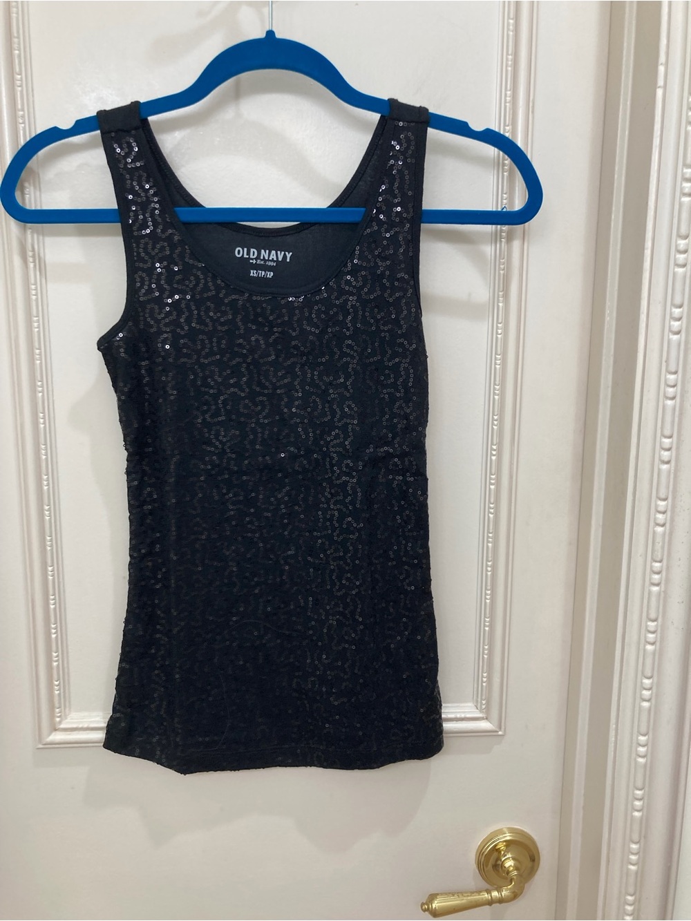 Old Navy Black Sequin Scoop Neck Tank Top